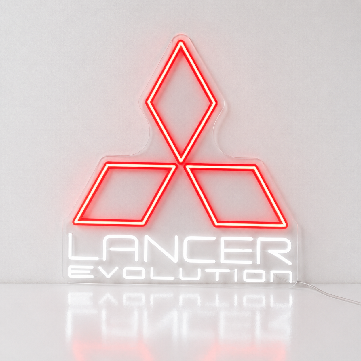 Lancer Evolution Logo LED Neon Sign Red White