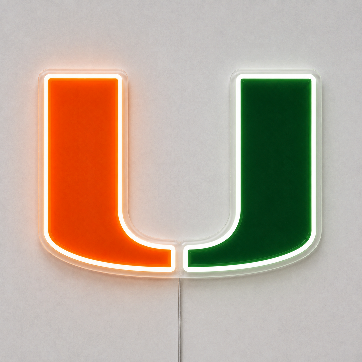 Miami Hurricanes U logo LED neon sign in orange and green