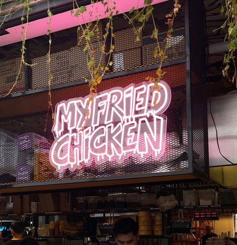 Neon Signs Cairns | "My Fried Chicken" Custom Pink Neon Sign by Neon Lanes - Neon Lanes