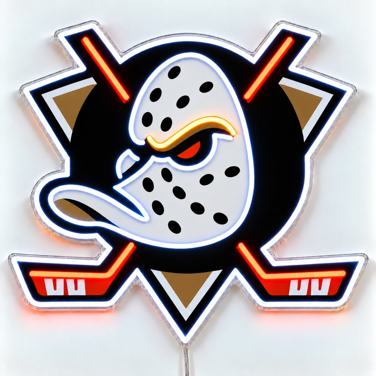 Anaheim Ducks LED neon sign in black, orange and white