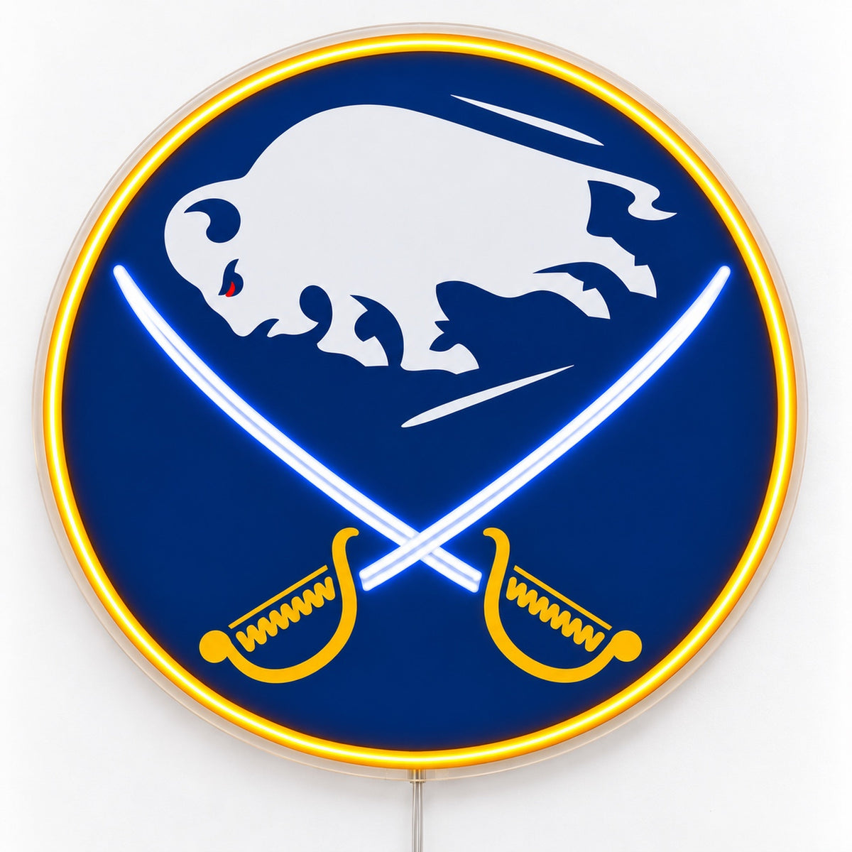 Buffalo Sabres LED neon sign in blue, gold and white