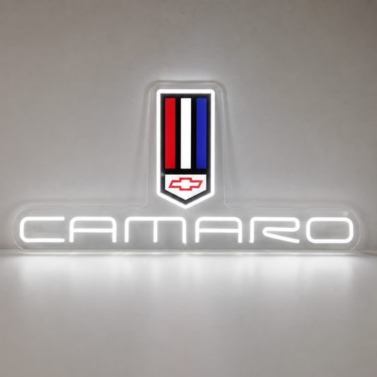 Camaro LED neon sign for an American muscle car garage or man cave