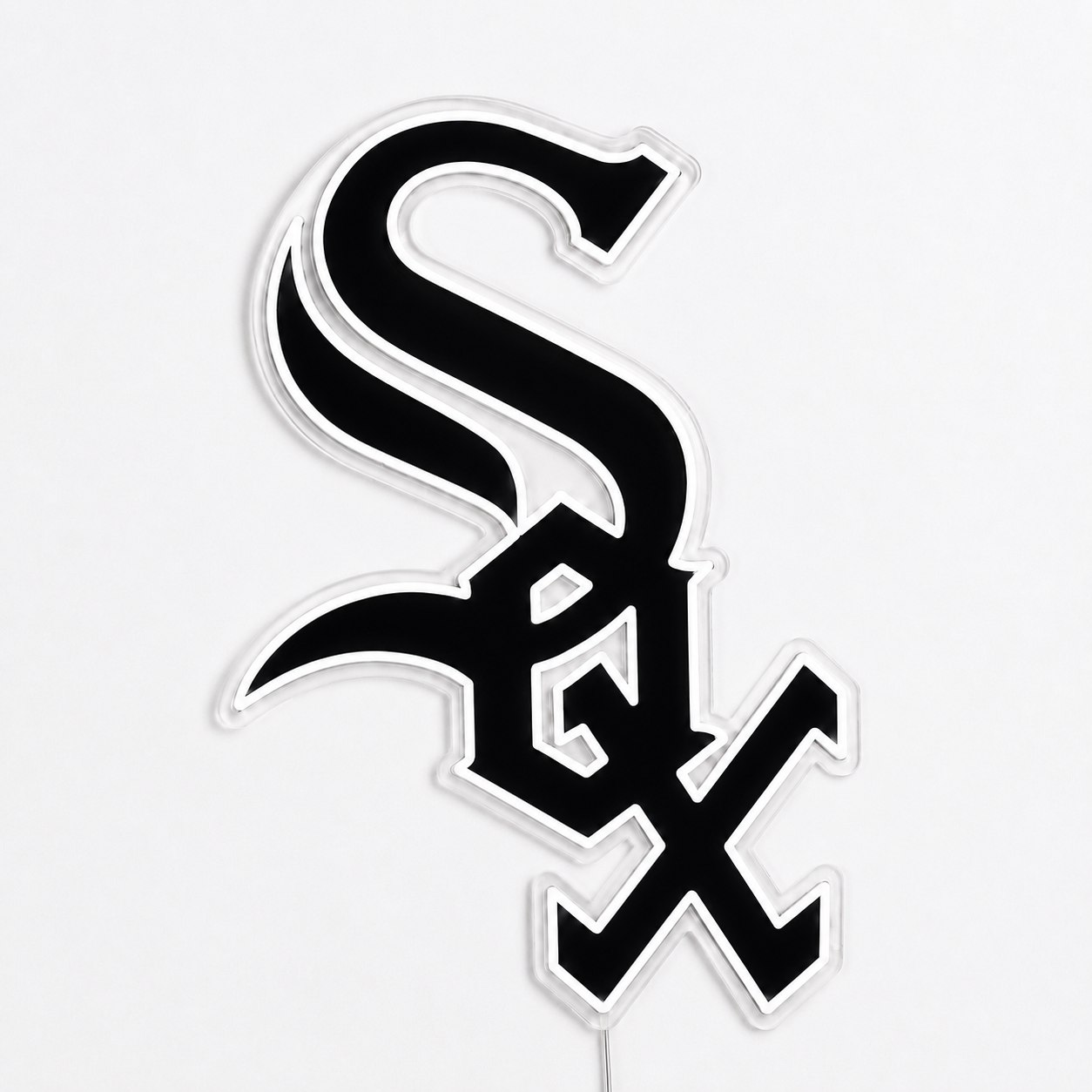 A black and white Chicago White Sox 'SOX' logo sign, likely a wall decal or sticker, shown against a plain white background.