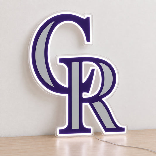 Colorado Rockies LED Neon Sign, featuring team logo displayed on a light background.