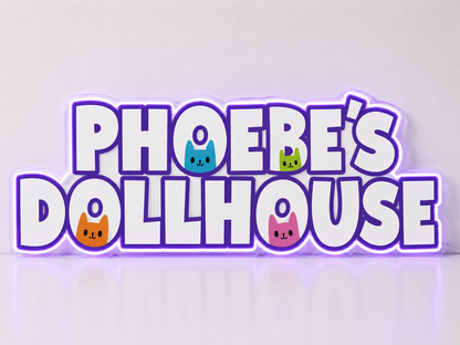 Custom Gabby's Dollhouse name LED neon sign for kids room decor