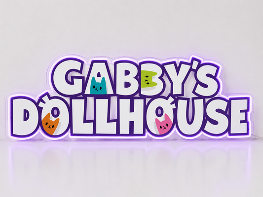 Gabby's Dollhouse LED neon sign for a colourful kids bedroom or playroom