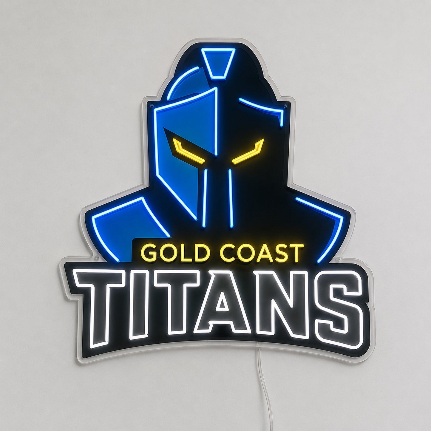 Gold Coast Titans LED neon sign in blue, yellow and black