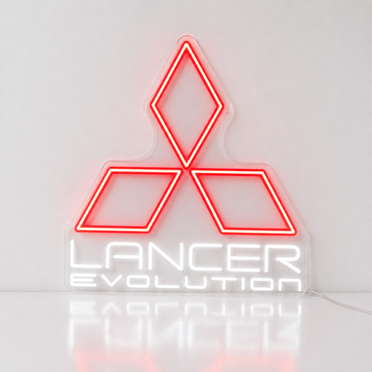 Lancer Evolution Logo LED Neon Sign Red White