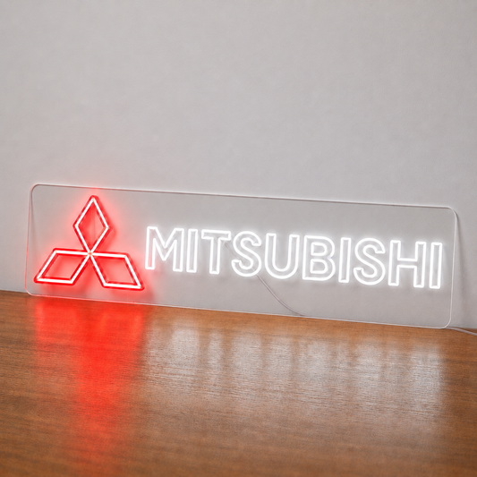 Mitsubishi Logo LED Neon Sign red and white