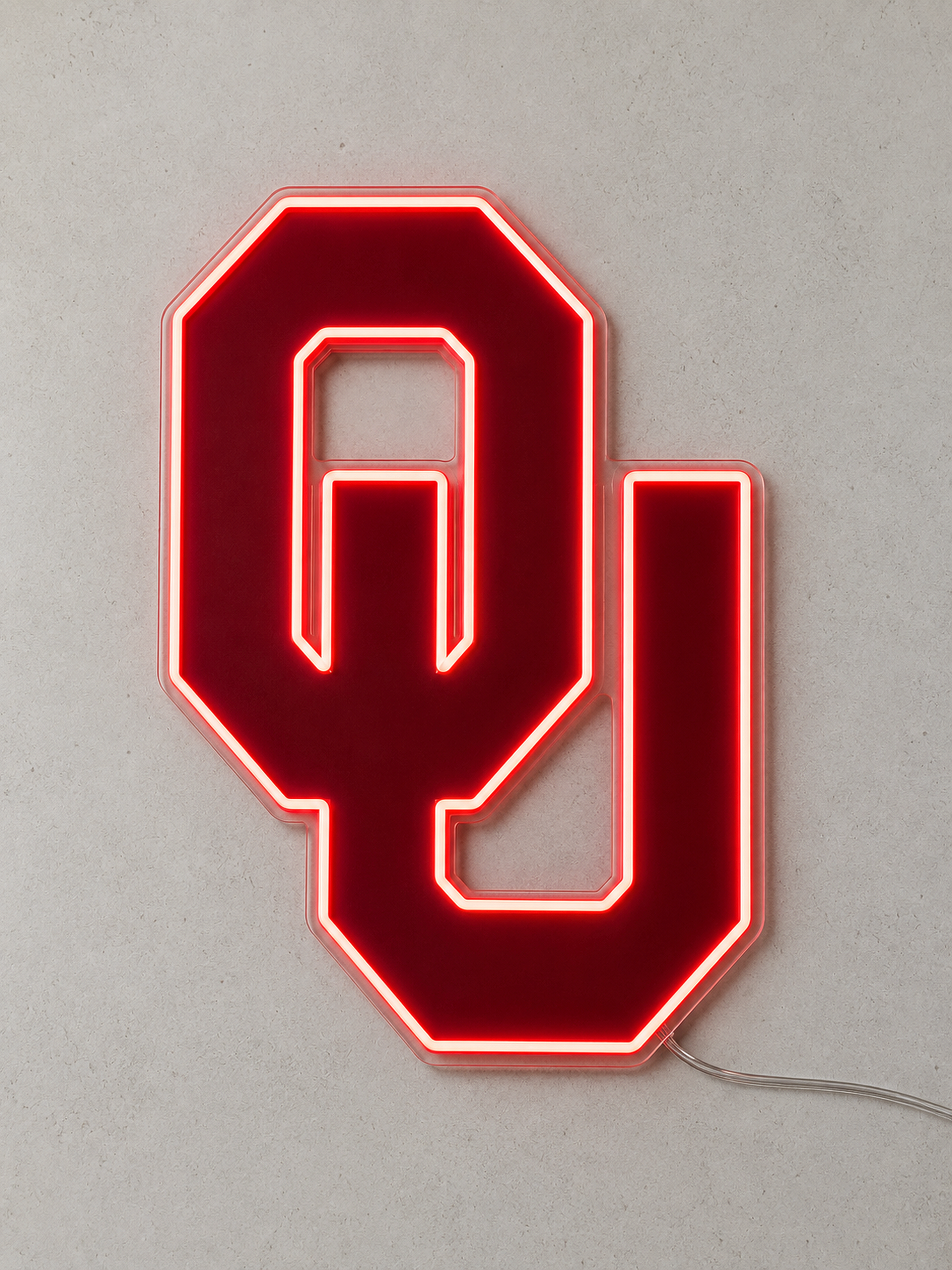 Oklahoma Sooners OU logo LED neon sign in crimson red