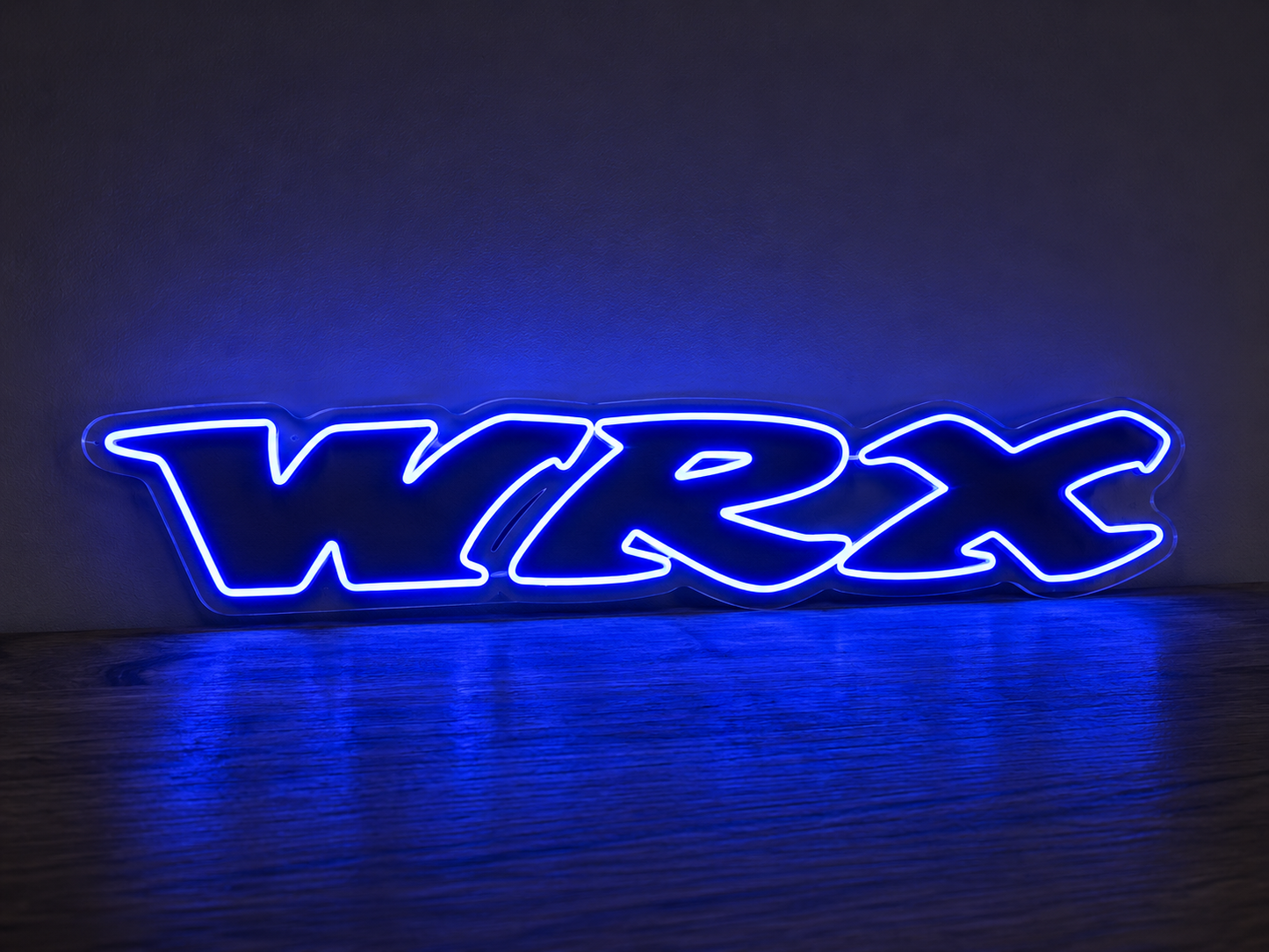 Old WRX logo in blue led neon sign