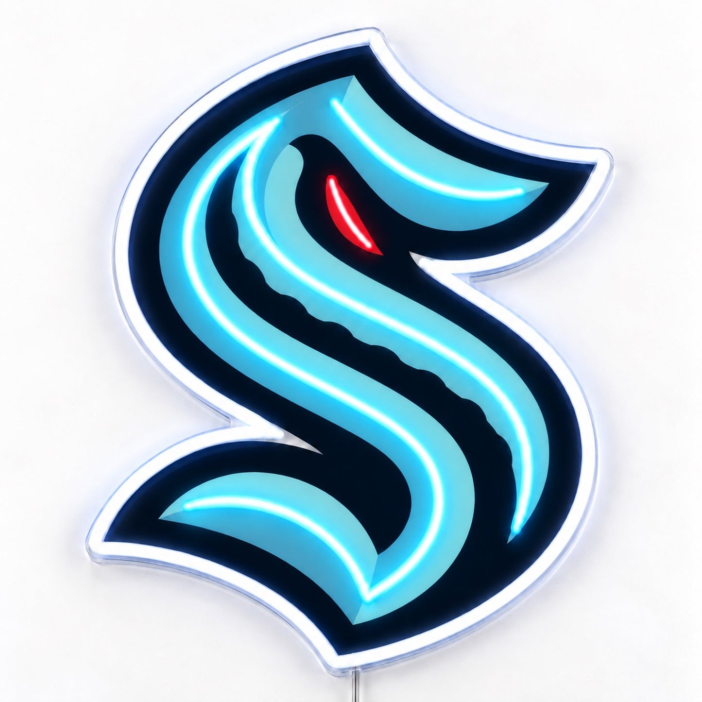 Seattle Kraken LED neon sign in ice blue and navy
