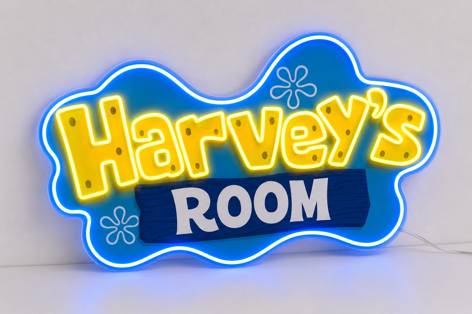 SpongeBob SquarePants style custom name plaque LED neon sign for a kids room