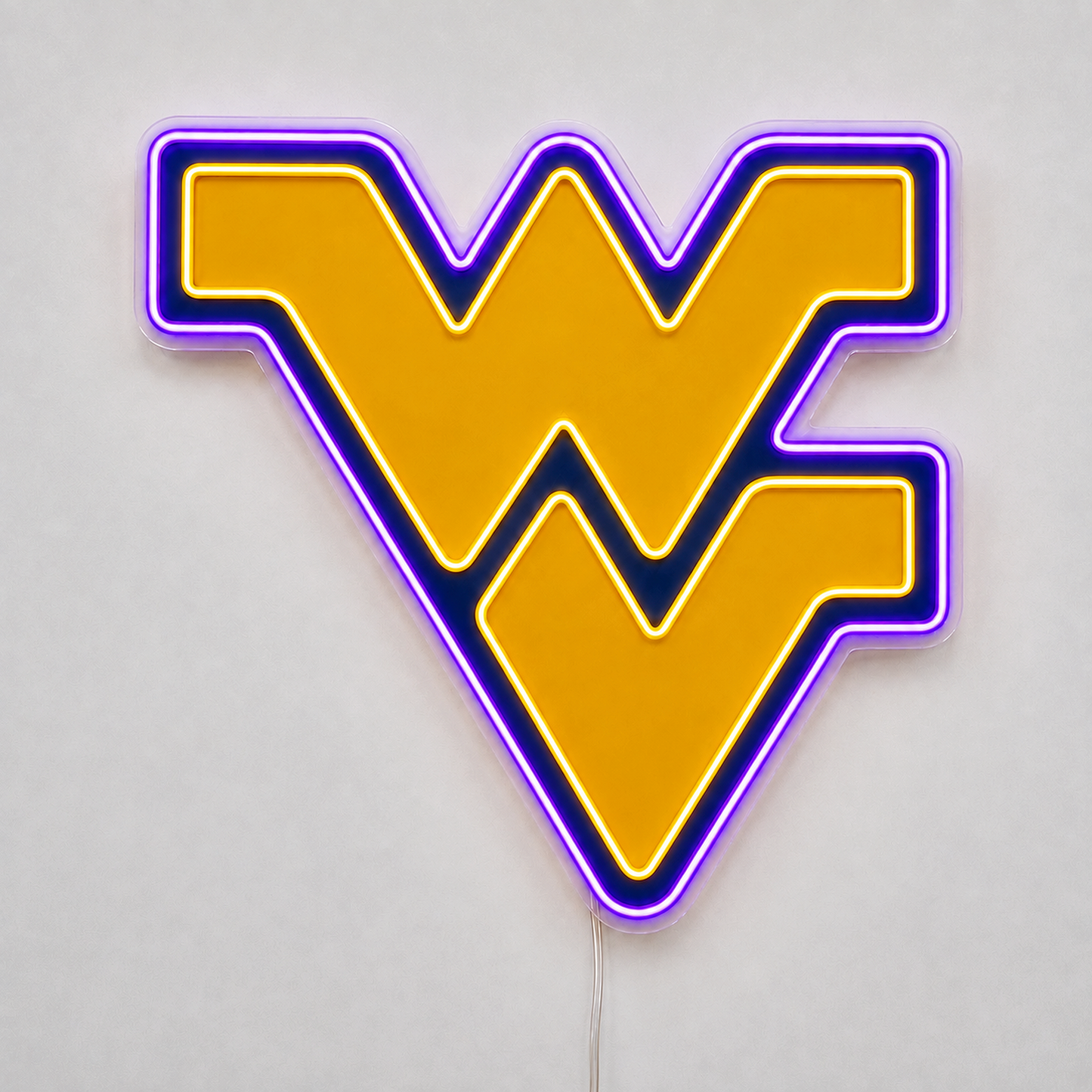 West Virginia Mountaineers WV logo LED neon sign in blue and gold