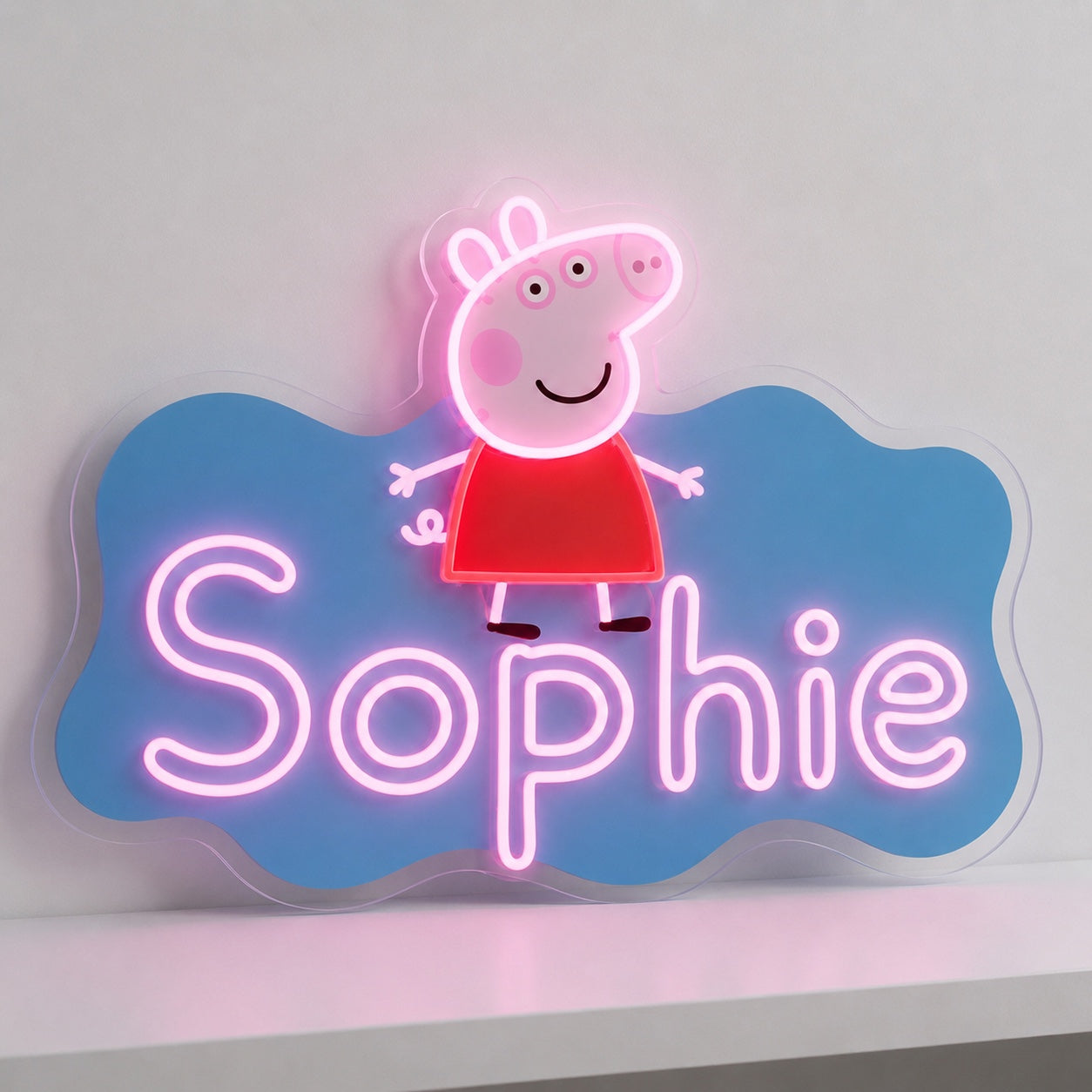 Custom Name Peppa Pig LED Neon Sign personalised with the name Sophie