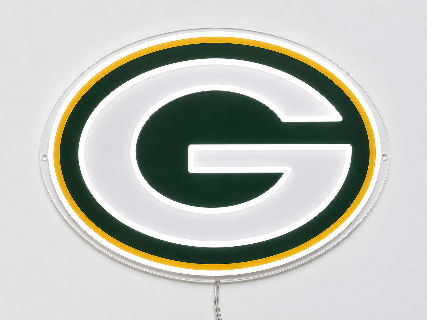 Green Bay Packers LED neon sign with G logo glowing green and gold