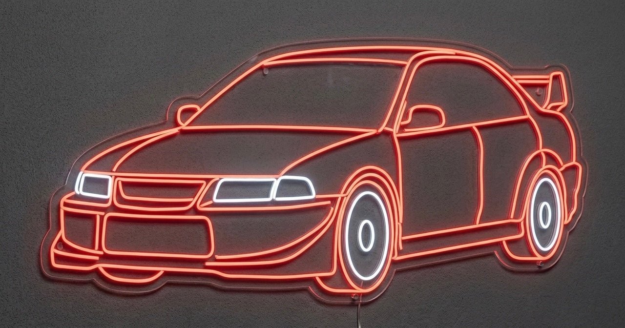 Mitsubishi Lancer Evolution VI Inspired LED Neon Sign – Red - Neon Lanes