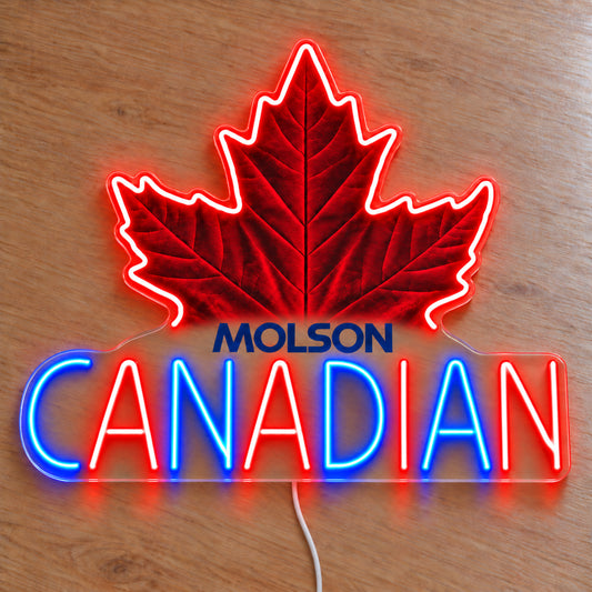 Molson Canadian sign, single-piece acrylic, front view
