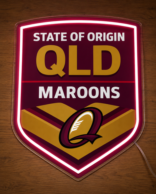 Queensland Maroons State of Origin LED Neon Sign Rugby League Man Cave Wall Decor Maroons Fan Gift